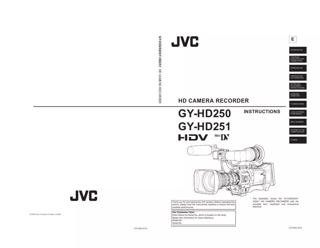 Mode d'emploi JVC GY-HD250