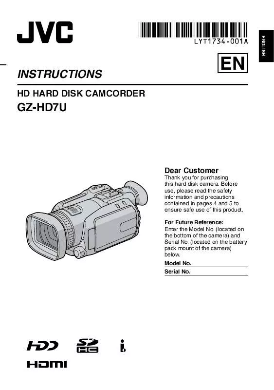 Mode d'emploi JVC GZHD7US-GZ-HD7