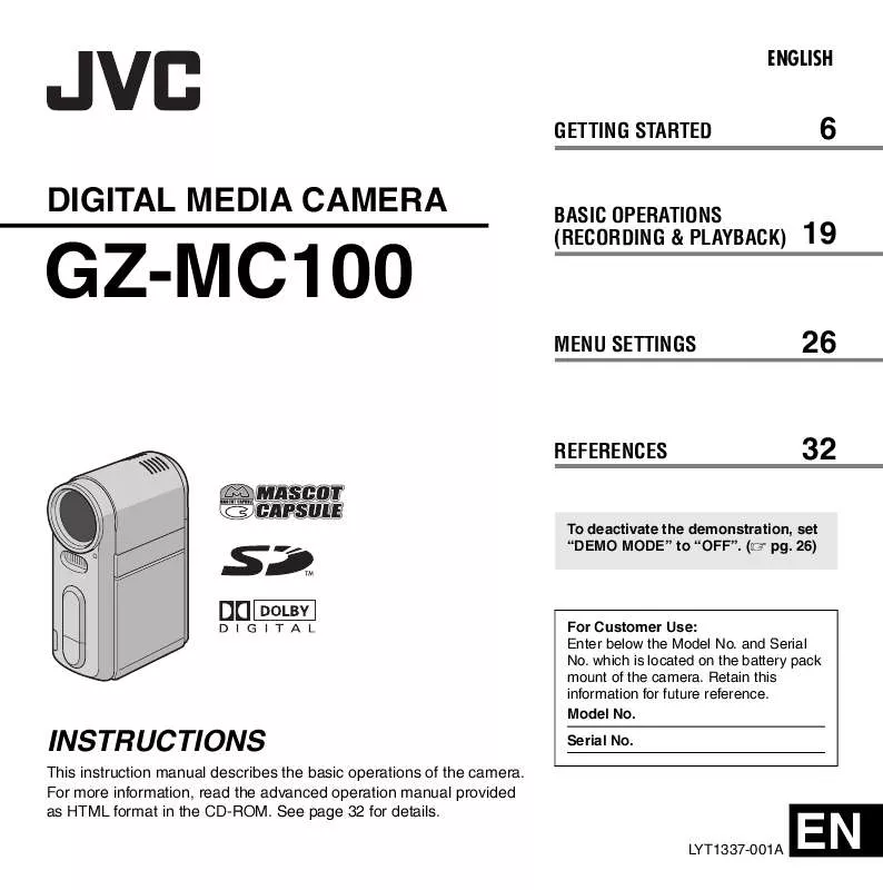 Mode d'emploi JVC GZMC100EK-GZ-MC100