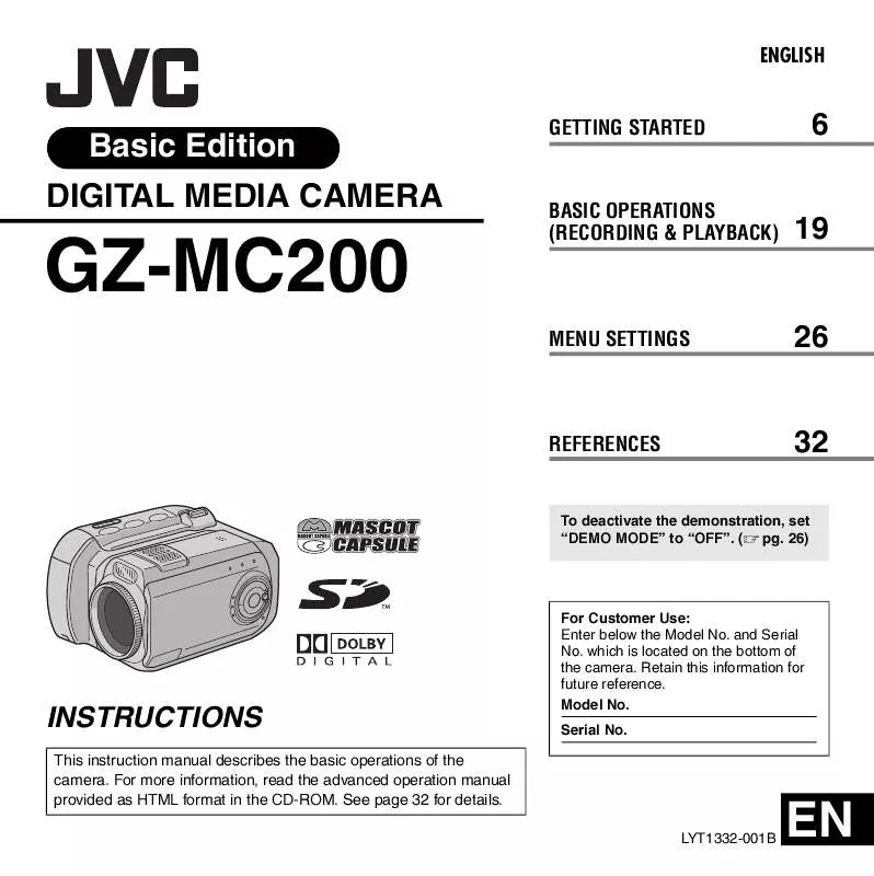 Mode d'emploi JVC GZ-MC200US
