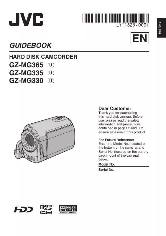 Mode d'emploi JVC GZ-MG365