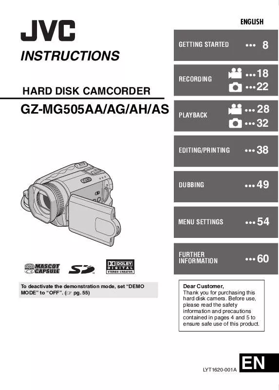 Mode d'emploi JVC GZ-MG505