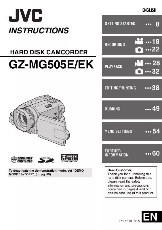 Mode d'emploi JVC GZMG505AA-GZ-MG505