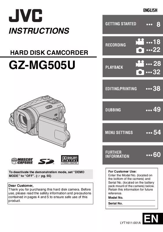 Mode d'emploi JVC GZMG505US-GZ-MG505