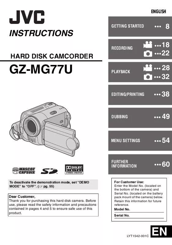 Mode d'emploi JVC GZMG77US-GZ-MG77