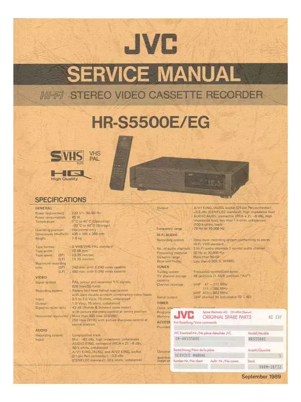 Mode d'emploi JVC HR-S5500E
