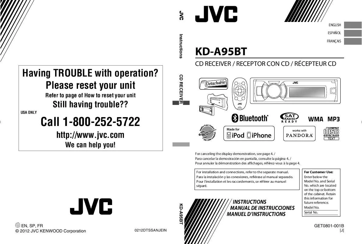 Mode d'emploi JVC KD-A95BT