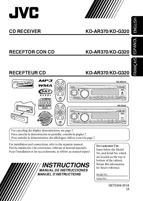 Mode d'emploi JVC KDAR370J-KD-AR370