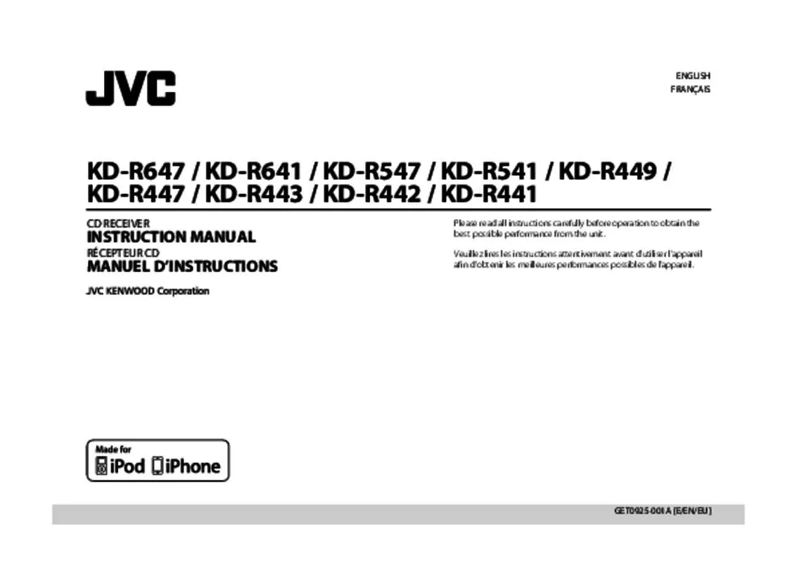 Mode d'emploi JVC KD-R442E