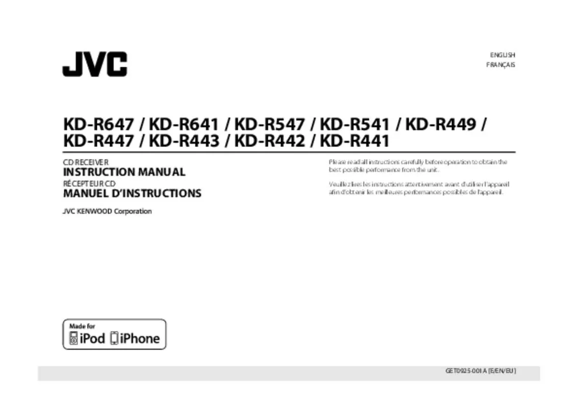 Mode d'emploi JVC KD-R451E