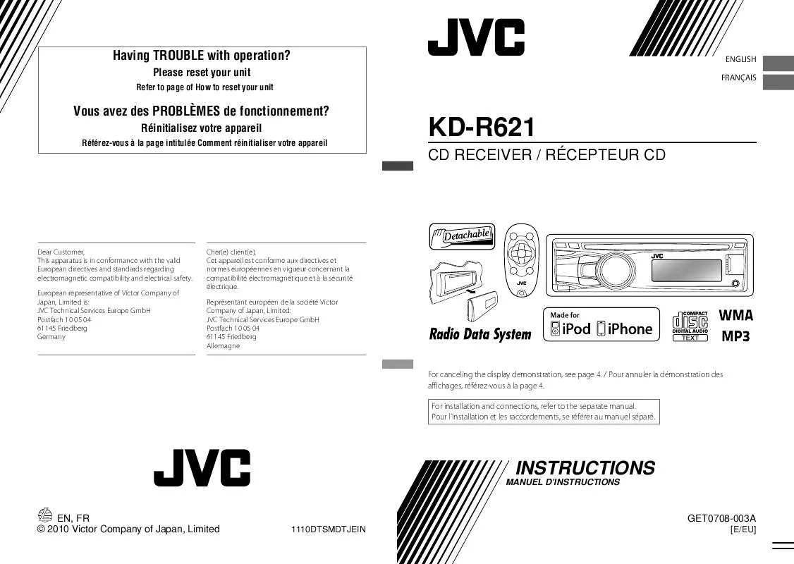 Mode d'emploi JVC KD-R621