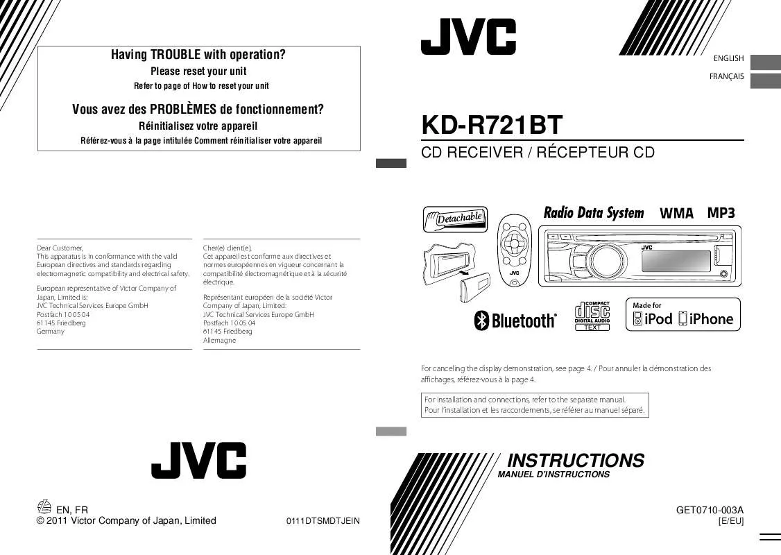 Mode d'emploi JVC KD-R721BT