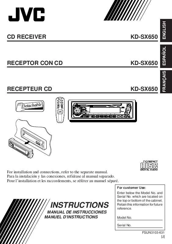 Mode d'emploi JVC KD-SX650