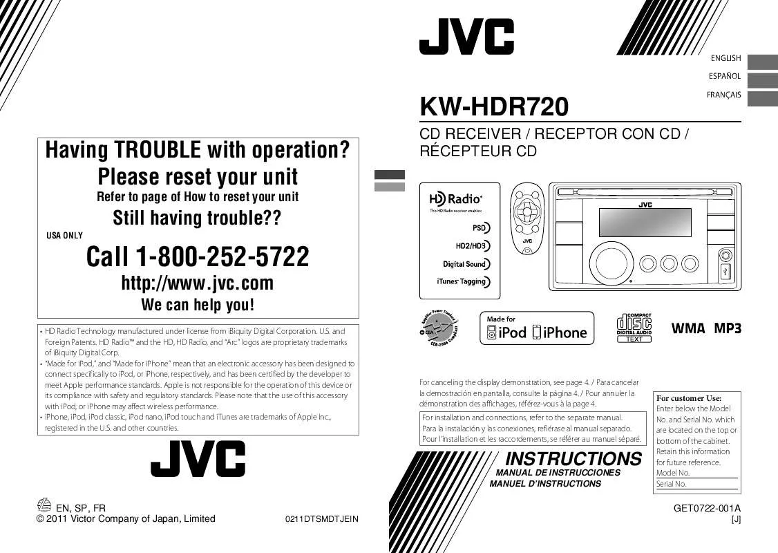 Mode d'emploi JVC KW-HDR720