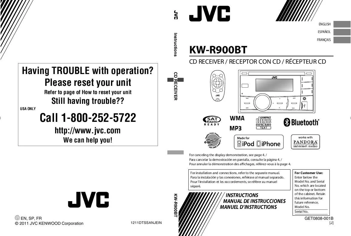 Mode d'emploi JVC KW-R900BT
