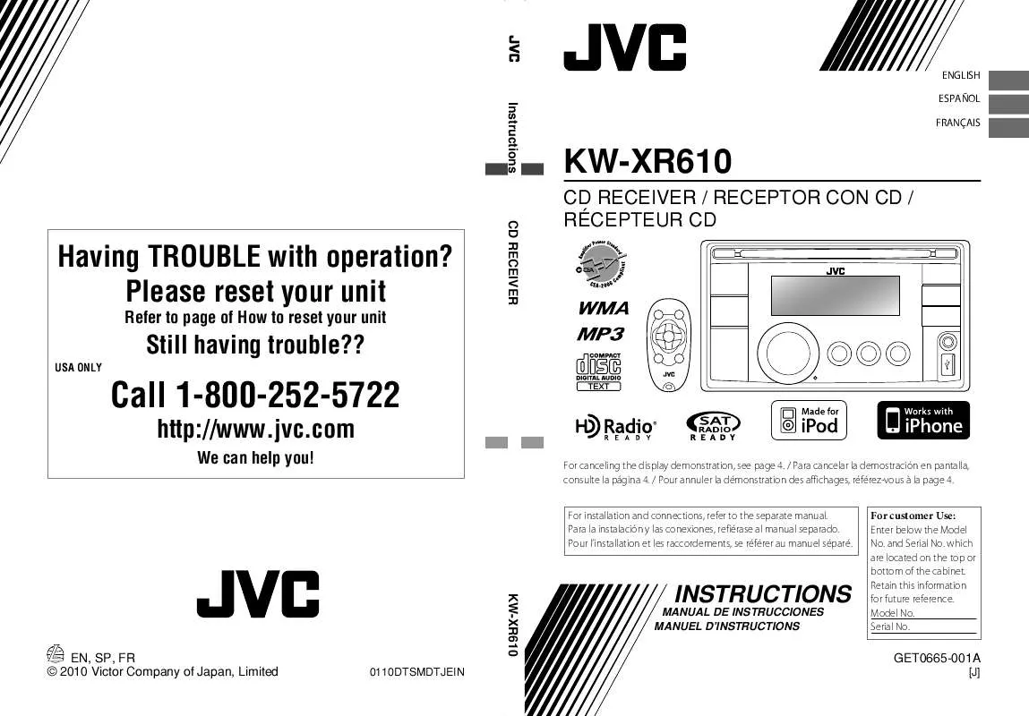 Mode d'emploi JVC KW-XR610