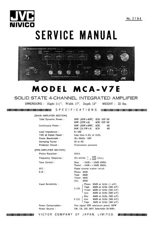 Mode d'emploi JVC MCA-V7E