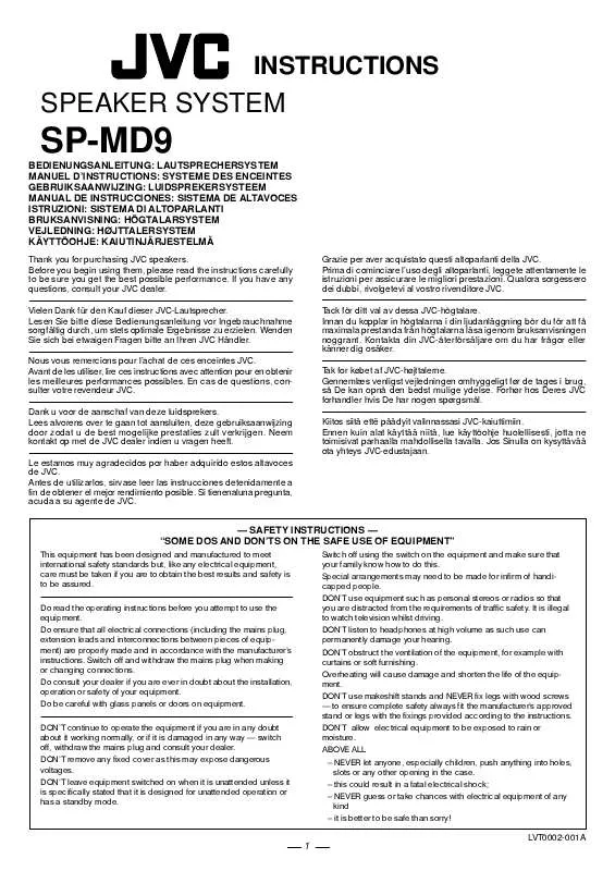 Mode d'emploi JVC SP-MD9