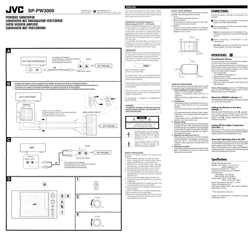 Mode d'emploi JVC SP-PW3000