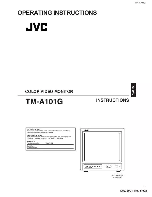 Mode d'emploi JVC TM-A101G-U-TM-A101