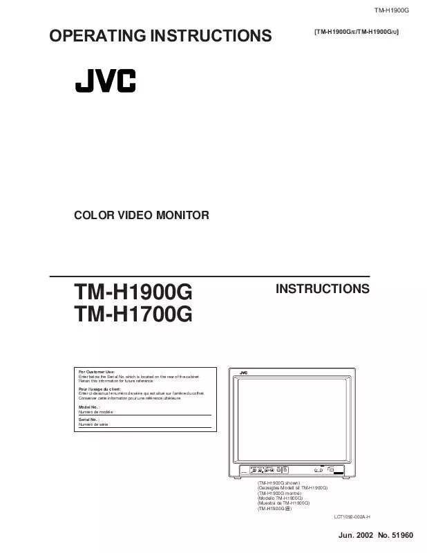 Mode d'emploi JVC TM-H1900GU-TM-H1900