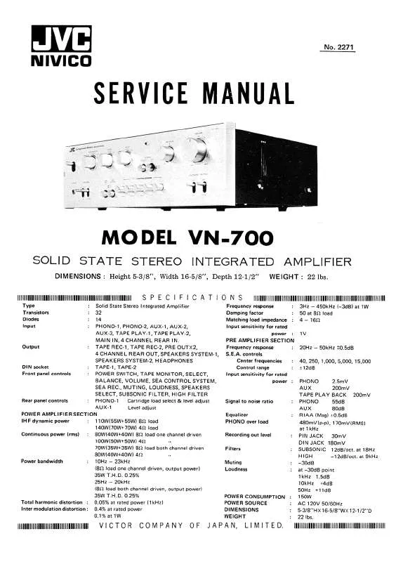 Mode d'emploi JVC VN-700