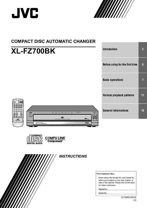 Mode d'emploi JVC XL-FZ700BK-XL-FZ700