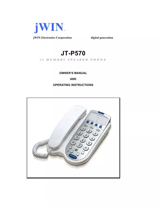 Mode d'emploi JWIN JT-P570