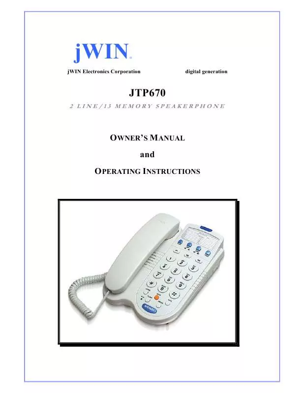 Mode d'emploi JWIN JT-P670