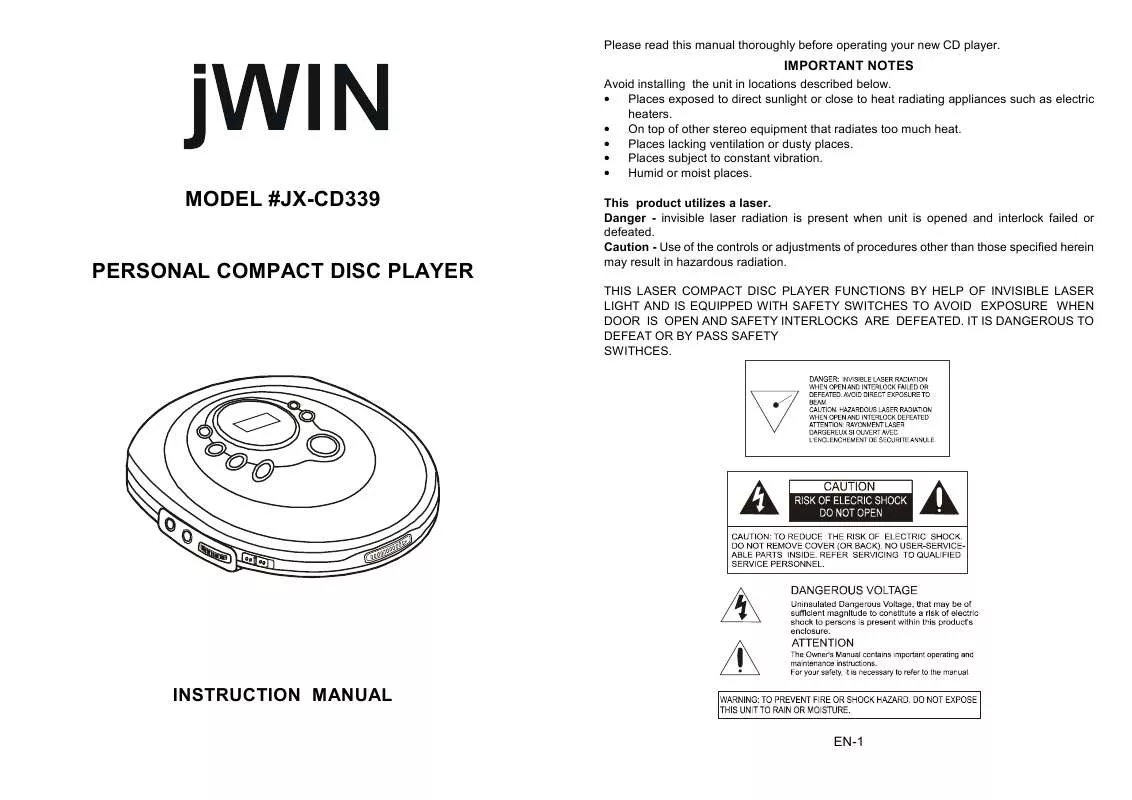 Mode d'emploi JWIN JX-CD339