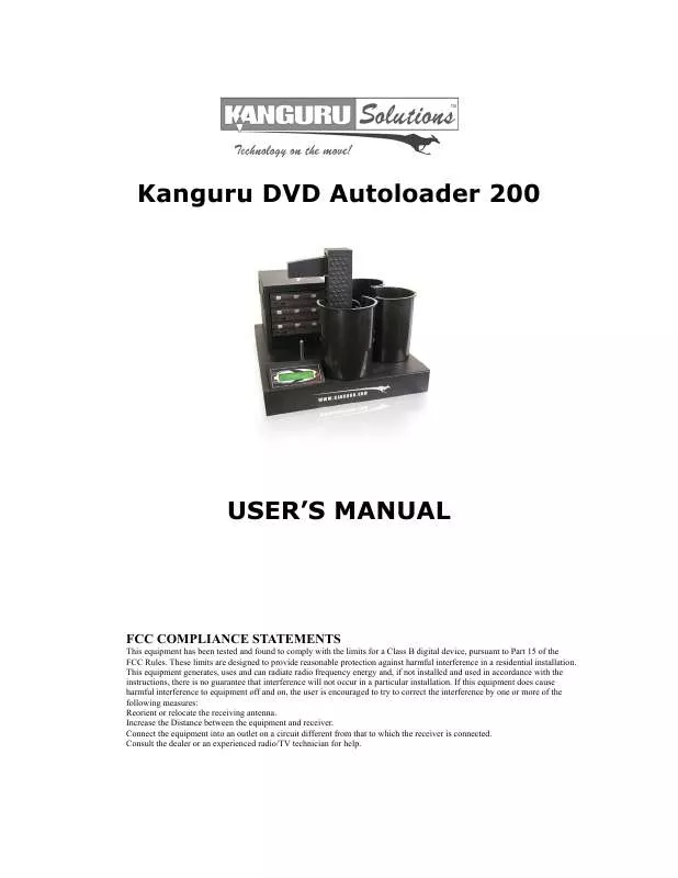 Mode d'emploi KANGURU DVD AUTOLOADER 200
