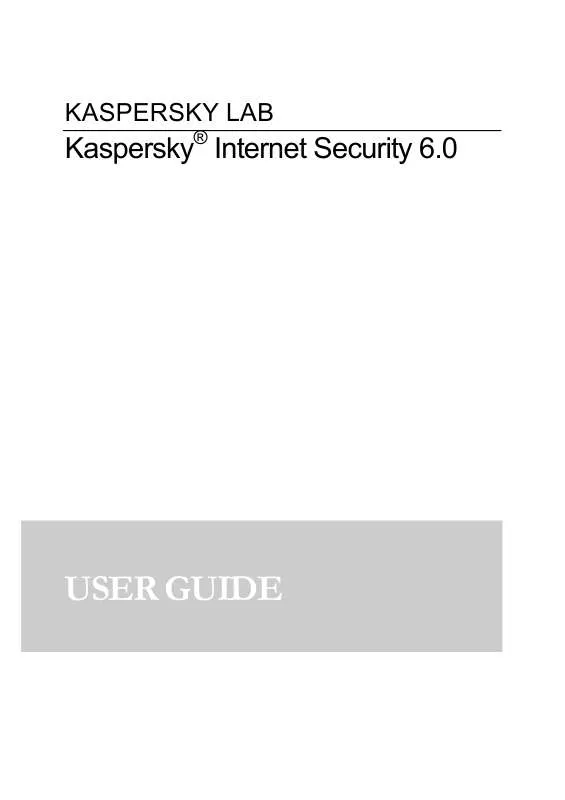 Mode d'emploi KASPERSKY LAB INTERNET SECURITY 6.0
