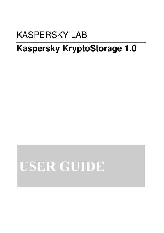 Mode d'emploi KASPERSKY LAB KRYPTOSTORAGE 1.0