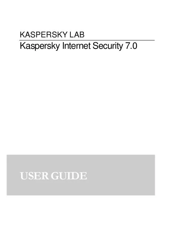 Mode d'emploi KASPERSKY LAB NTERNET SECURITY 7.0