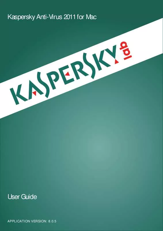 Mode d'emploi KASPERSKY ANTI-VIRUS FOR MAC