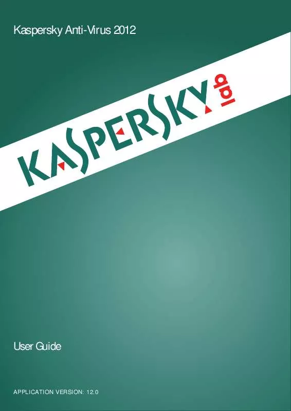 Mode d'emploi KASPERSKY ANTI-VIRUS 2012