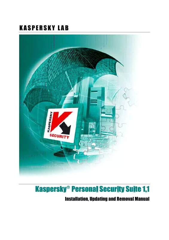 Mode d'emploi KASPERSKY PERSONAL SECURITY SUITE 1.1