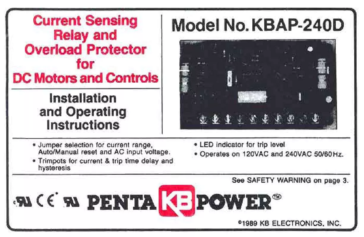 Mode d'emploi KB ELECTRONICS KBAP-240D