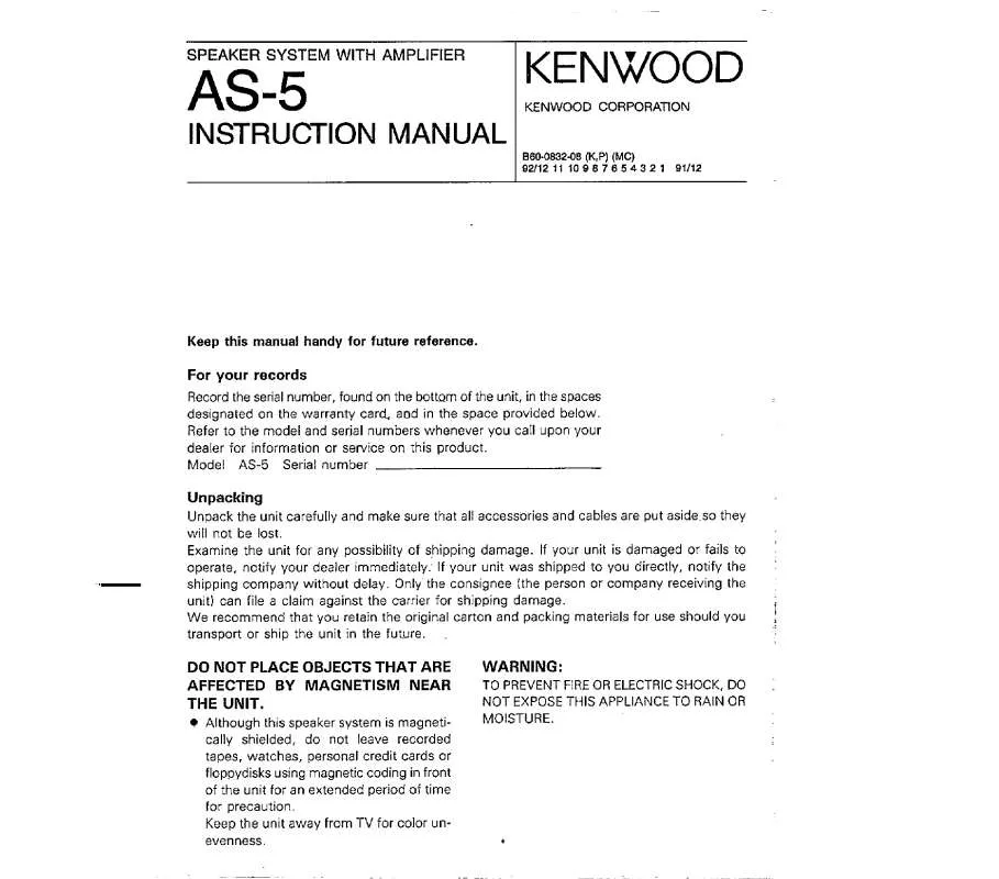 Mode d'emploi KENWOOD AS-5