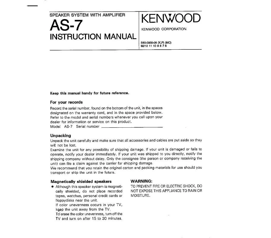 Mode d'emploi KENWOOD AS-7