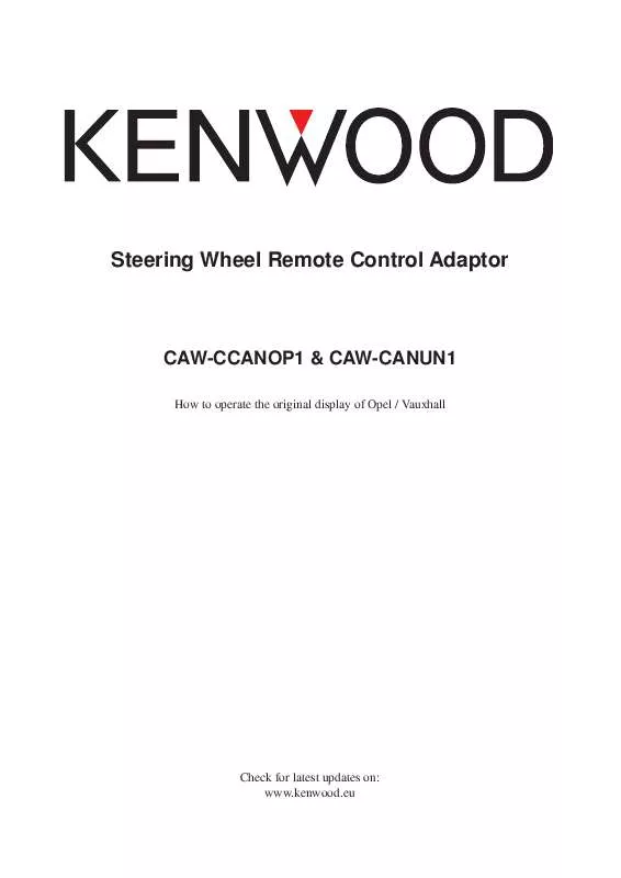 Mode d'emploi KENWOOD CAW-CCANOP1