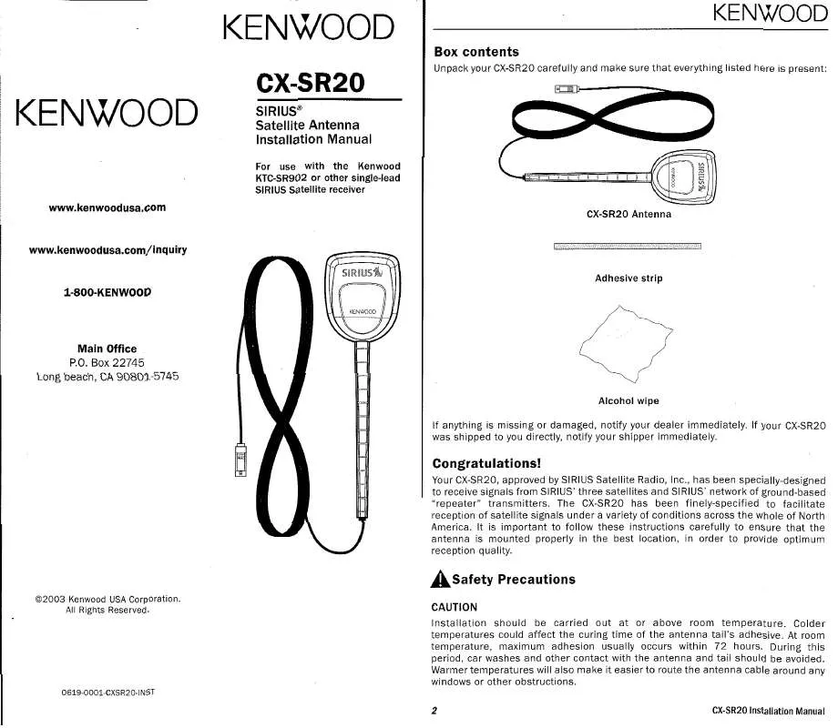 Mode d'emploi KENWOOD CX-SR20