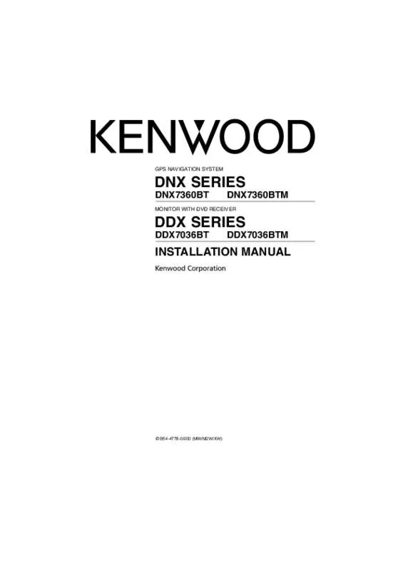 Mode d'emploi KENWOOD DDX7036BT