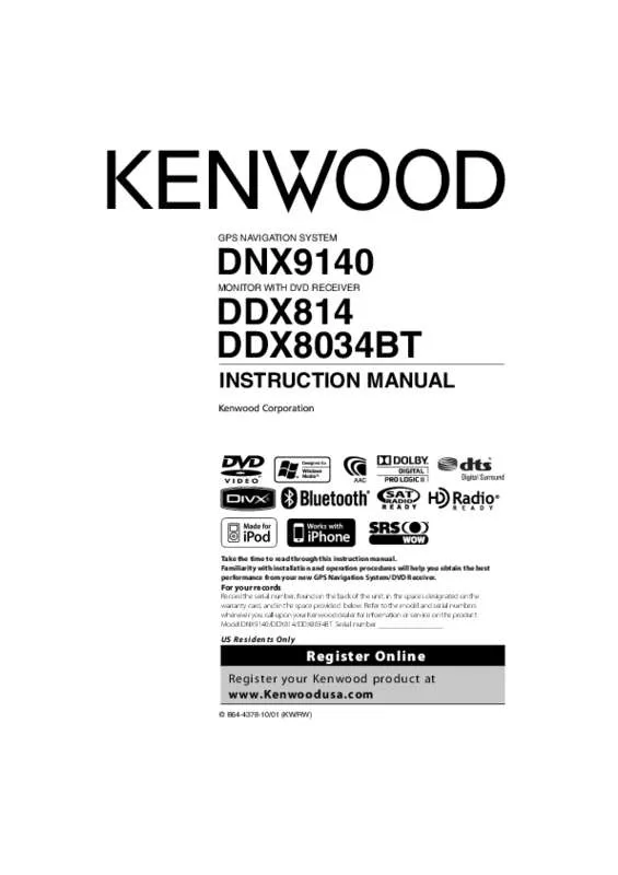 Mode d'emploi KENWOOD DDX8034BT