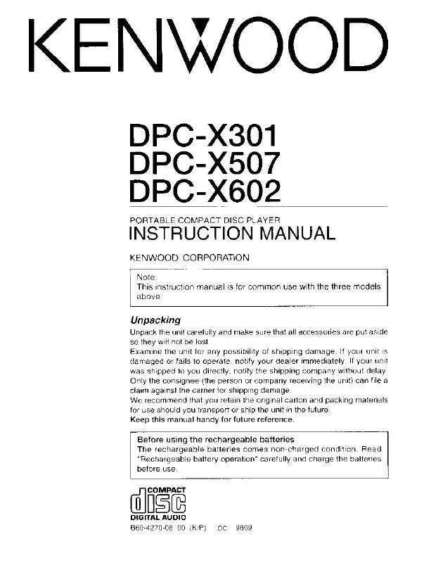 Mode d'emploi KENWOOD DPC-X602