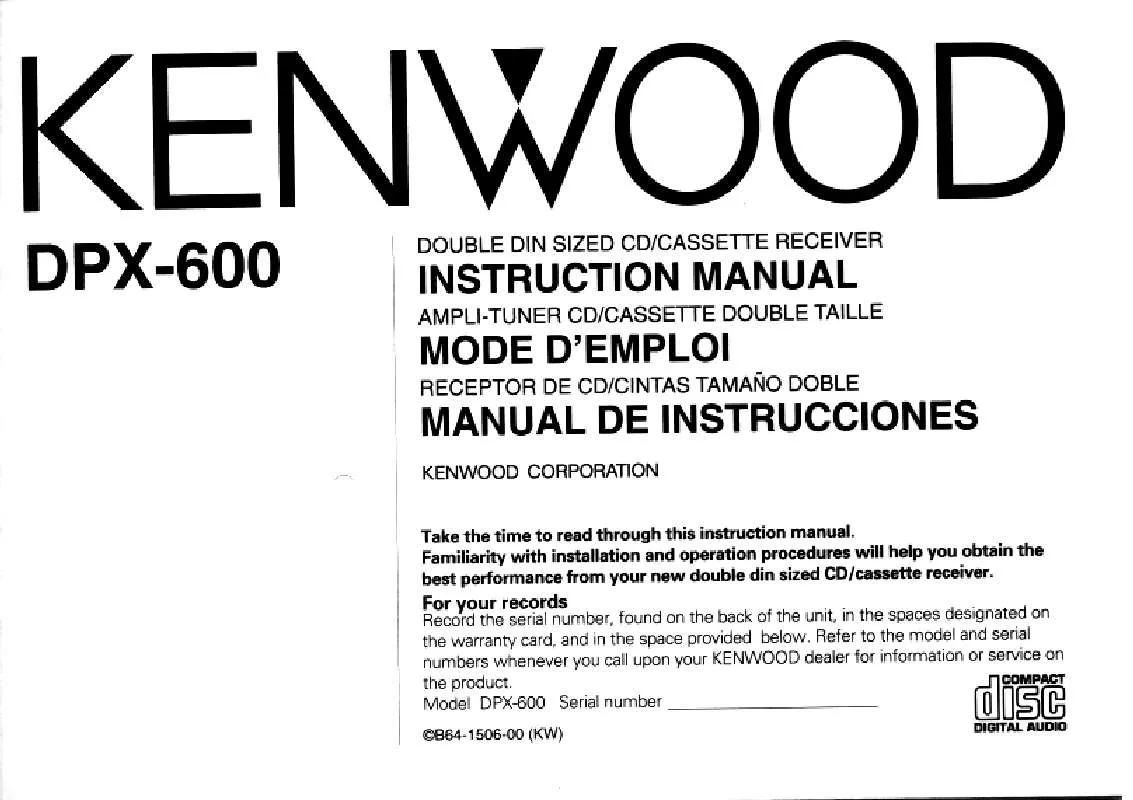 Mode d'emploi KENWOOD DPX-600