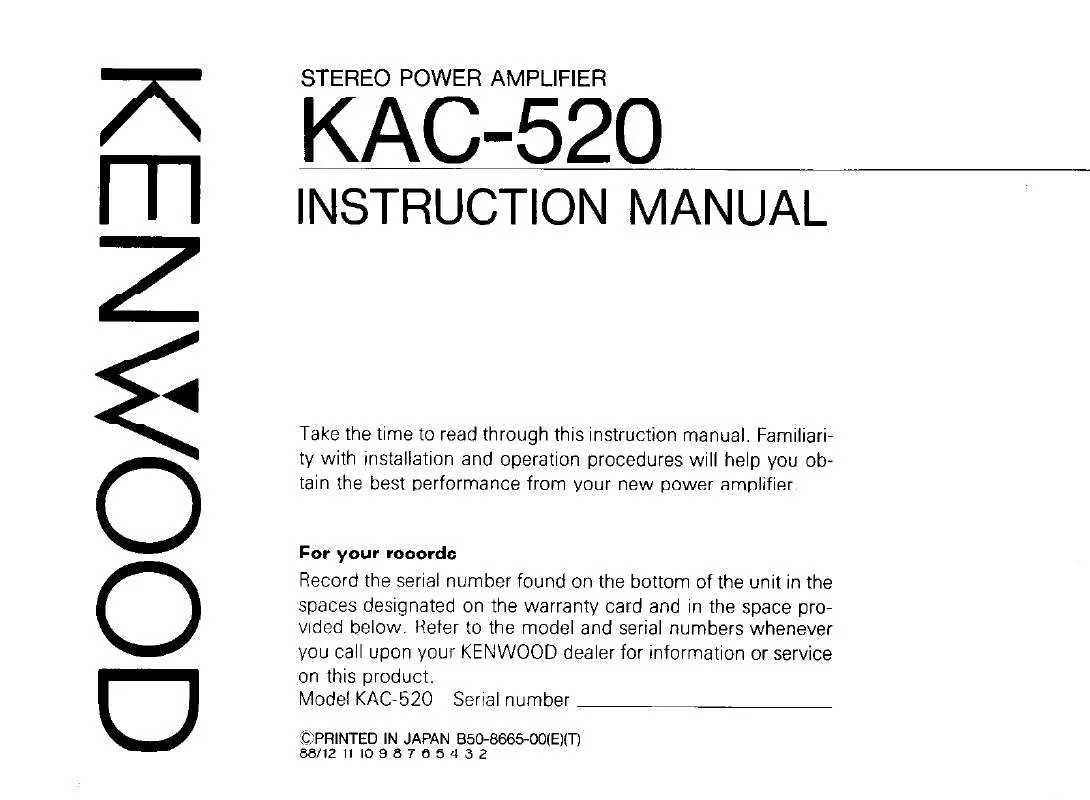 Mode d'emploi KENWOOD KAC-520