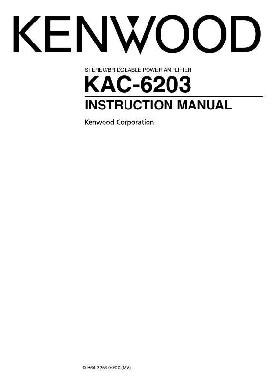 Mode d'emploi KENWOOD KAC-6203