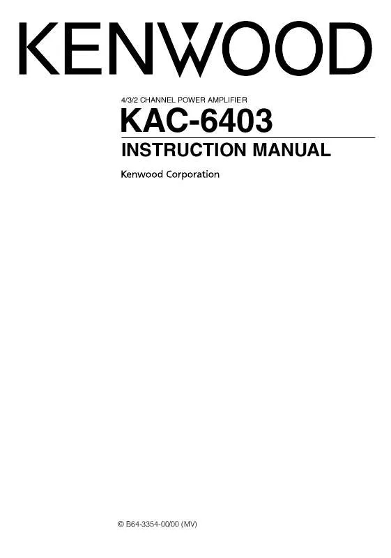 Mode d'emploi KENWOOD KAC-6403