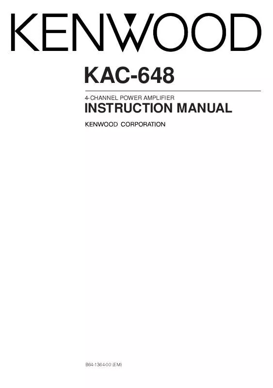 Mode d'emploi KENWOOD KAC-648